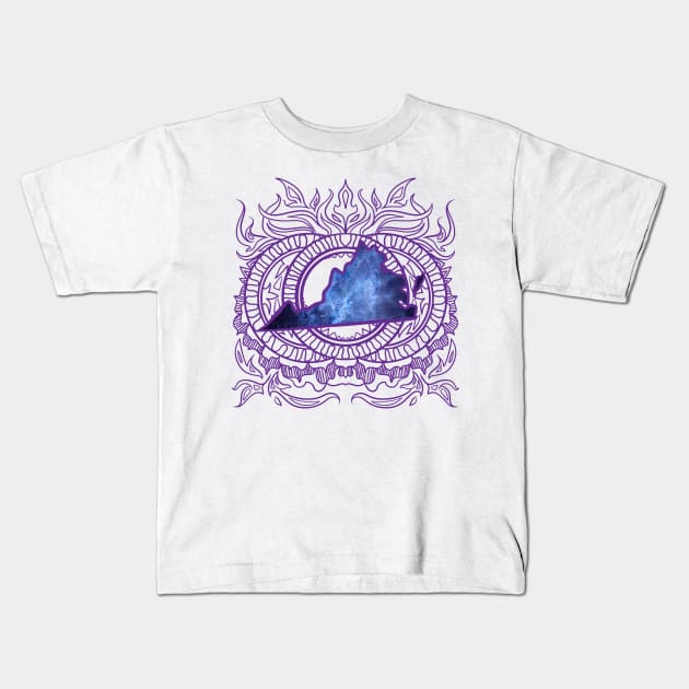 Virginia Mandala Kids T-Shirt by Manfish Inc.